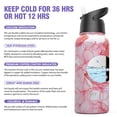 thumbnail image 2 of Stainless Steel Insulated Water Bottle - THILY Triple Insulated 32 oz Leakproof Wide Mouth Water Flask with Straw & Flip Lids, BPA Free, for Gym, Travel, Hiking, Red Lotus, 2 of 4