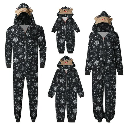 

MIASHUI Christmas Family Matching Pajamas Cute Print Long Sleeve Zipper Jumpsuit Sleepwear Soft Casusal Holiday Romper for Couples and Kids