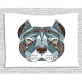 thumbnail image 1 of Pitbull Tapestry, Ethnic Zentangle Style Terrier Head Portrait Hand Drawn Ornament Canine Dog Animal, Wall Hanging for Bedroom Living Room Dorm Decor, 60W X 40L Inches, Multicolor, by Ambesonne, 1 of 2