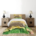 thumbnail image 4 of Ambesonne Hedgehog Quilted Bedspread Set 2 Pcs, Little Hedgehog, Twin Size, Brown Earth Yellow Green, 4 of 5