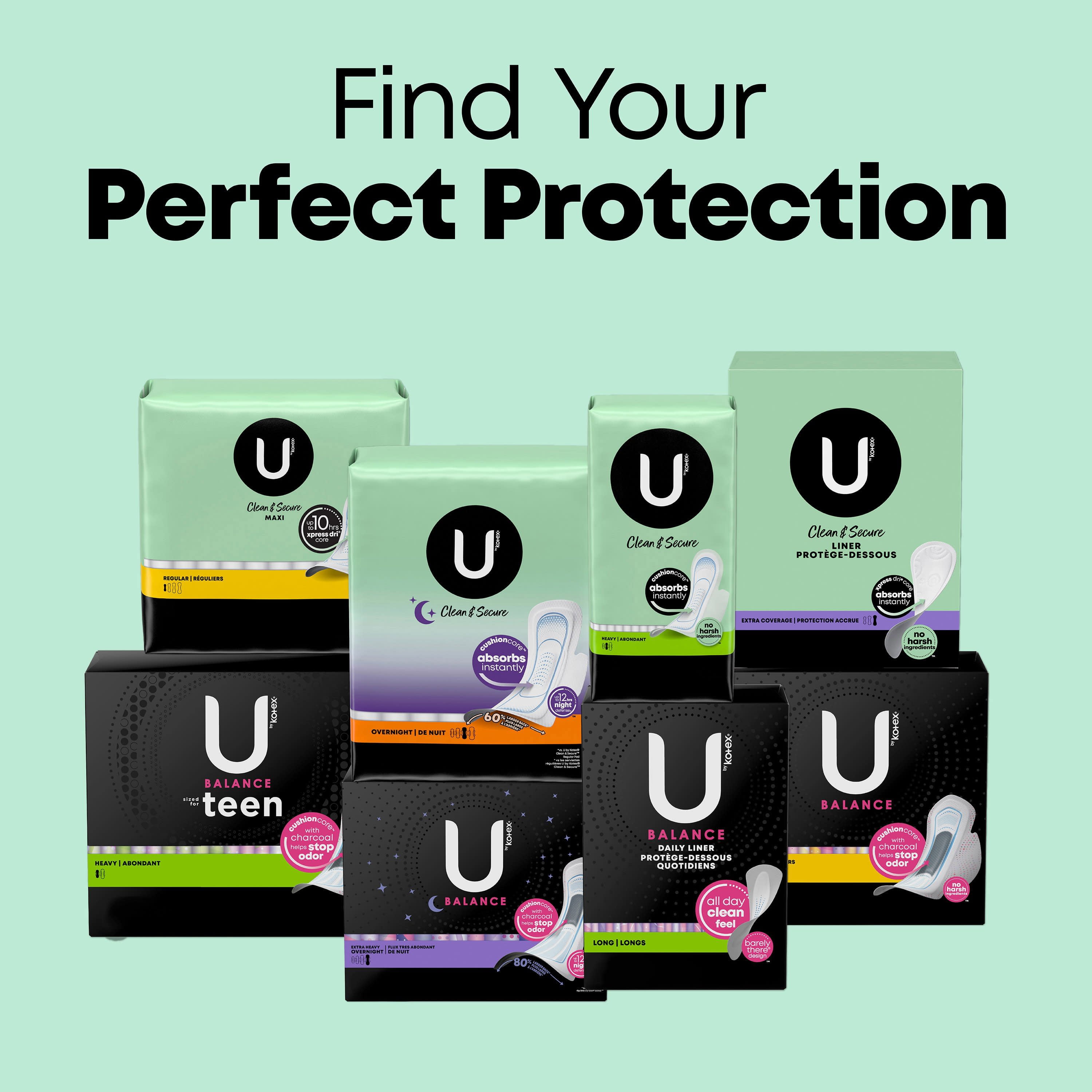 U by Kotex Clean & Secure Overnight Maxi Pads Overnight Absorbency, 28  count - Pay Less Super Markets