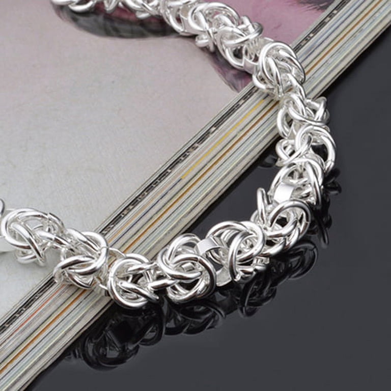 Jiaroswwei Women's 925 Sterling Silver Bracelet Bangle Chain, 21x0