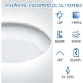 thumbnail image 4 of Lampara De Techo Sobreponer Led 12w Luminaria Plafon Blanca Estructura Blanco, 4 of 8