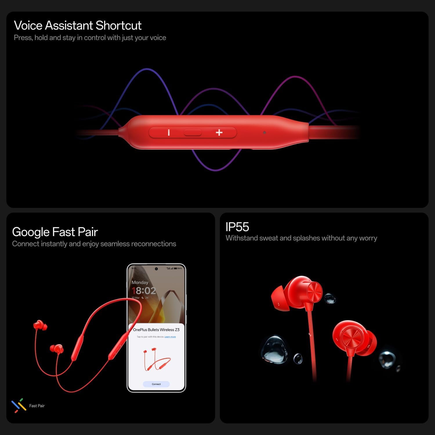 OnePlus Bullets Wireless Z3 Bluetooth 5.0 in Ear Earphones, Spacial Audio – 12.4 mm Drivers, 36 Hrs Battery Life (Mambo Midnight)