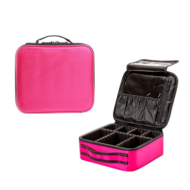 Neceser de viaje con compartimentos para cosméticos, multifuncional, portátil, pequeño y personalizado, de doble capa