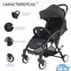 thumbnail image 3 of Carriola de bastón Gaon Baby color Negro plegable portátil reclinable con arnés de 5 puntos, 3 of 8