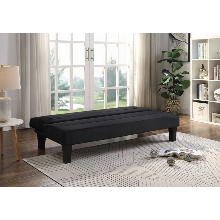 LuxuryGoods Modern Futon Couch with Black Microfiber Cover