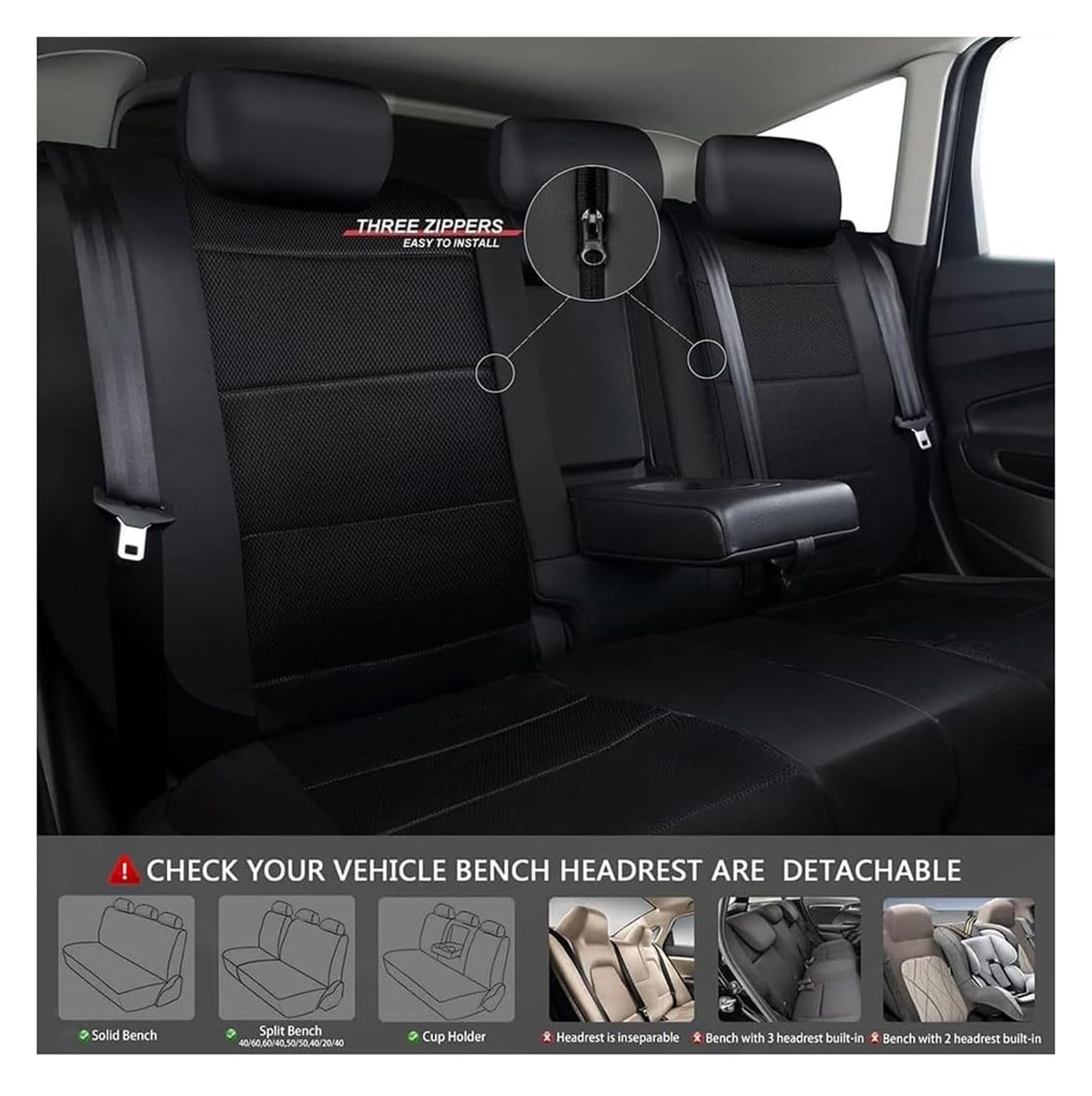 SHDNCYQ Car Seat Cover for Subaru Forester IV 2012 2013 2014 2015 2016 2017 2018, Leather Waterproof Breathable Seat Covers Full Set Seat Protector Car Seat Accessories,(Black)