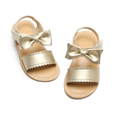 

Toddler Girl Gold Sandals Size 7 Easter Flower Girl Dress Shoes Open Toe Little Kid Summer Flats