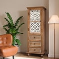 thumbnail image 6 of Shaiailed 54" Natural Wood Tall Slim Storage Cabinet,Narrow Storage Cabinet with Decorative Cutout Door & 3 Drawers,Modern Accent Cabinets for Living Room, Bedroom, 6 of 9