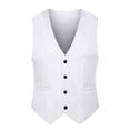 thumbnail image 5 of Joernso Simple Solid Color Men Suit Vest Slim Fit V-neck Sleeveless Single Breasted Leisure Party Bar Banquet Dress Waistcoat Workwear, 5 of 8