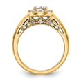 thumbnail image 2 of Solid 14k Yellow Gold Round Diamond Side-Stones with CZ Cubic Zirconia Center Stone Halo Engagement Ring Size 8.5, 2 of 8