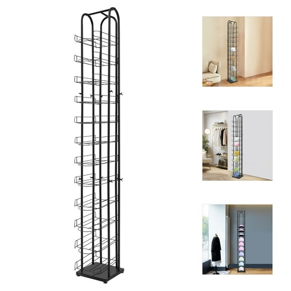 12-Tier Freestanding Hat Rack - Premium Floor-Standing Hat Display Stand for Organizing Hats & Caps