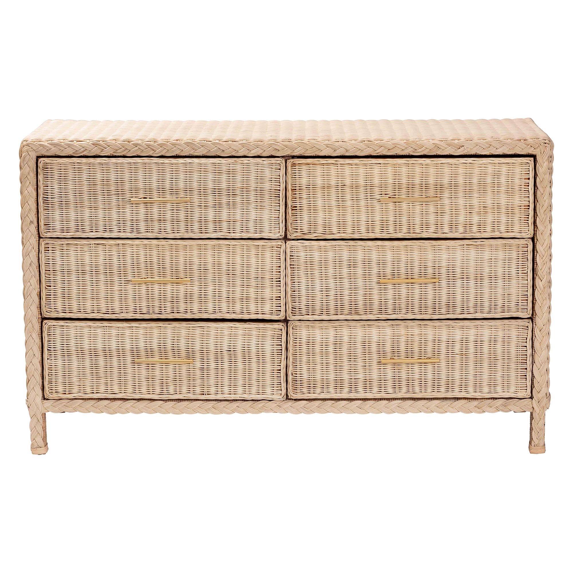 bali & pari Lanica Japandi Dresser, 6-Drawer, Sun-Bleached Rattan