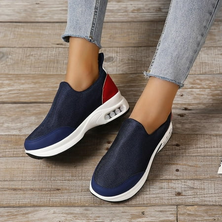 

Summer Savings Clearance UMfun Women Slip On Sneakers Casual Daily Wide Shoes Breathable Sport Shoes Casual Mesh Shoes SneakersBlue