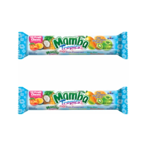 Mamba Tropics Chews Candy, 3 Brick Stick Pack, 2.8 oz, Assorted Flavors, 2 Pack