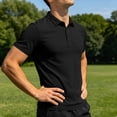 thumbnail image 6 of Luvrsol Men T Shirts Solid Basic Short Sleeve Lapel Collar Cotton Casual Daily Tops S-3XL, 6 of 8