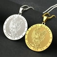 thumbnail image 2 of Archangel St.Michael Pray for Us Medal Necklace for Women Men 14K Yellow Gold Saint Michael Shield Chain Jewelry colar, 2 of 7
