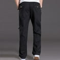 thumbnail image 4 of ADSSDQ Mens Lightweight Pull On Zip Fly Drawstring Cargo Pants Elastic Waist Relaxed Fit 6 Pockets Black L, 4 of 5