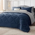 thumbnail image 1 of Bedsure Navy Bedding Set Queen - 7 Pieces Reversible Bed Sets in a Bag with, 1 of 6