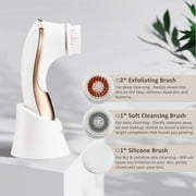 Facial Cleansing Brush, Electric Face Brush Scrubber Rechargeable Facial Exfoliator IPX-7 Waterproof Spin Cleanser Rotating Spa Machine for Exfoliating, Massaging and Deep Cleansing with 4 Brush Heads
