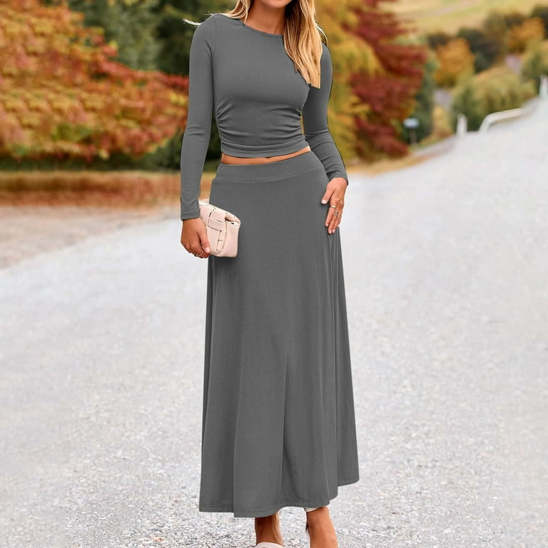 Maxi Skirt Matching Shirt And Skirt Zkozptok Piece Skirt Set For