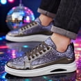 thumbnail image 2 of Men's Fashion Sneakers Glitter Sparkly Tennis Shoes Shiny Sequin Low Cut Casual Skate Shoes, 2 of 7