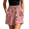 thumbnail image 6 of Bloomae Womens Elastic Waist Wide Leg Shorts Lightweight Drawstring Casual Lounge Short Pants Loose Comfy Summer Beach Vacation Shorts with Pockets, 6 of 10