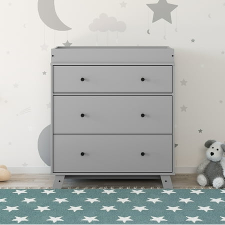 UPC: 0810003667281 | Storkcraft Beckham 3 Drawer Modern Changing Dresser Pebble Gray