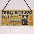 thumbnail image 4 of 1pc Wooden Hanging Sign "BBQ Rules Be On Time" - Backyard Garden Room Decoration Plaque for Summer - 7.9 x 3.9 inches - Wall Decor, 4 of 9