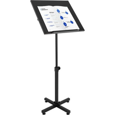 Lectern Podium Stand, Height Adjustable Laptop Table, Tilting Desktop with Edge Stopper, Adjustable Panels Conference Podium, Presentation Standing for Classroom Office Church, Black