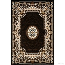 Allstar Rugs Allstar 18th Century Vintage Regal Bordered Floral Medallion Area Rug Chocolate 5' 2"x7' 1" 5' x 8'