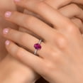 thumbnail image 4 of Gem Stone King 10K Two Tone Gold Red Created Ruby and Lab Grown Diamond Engagement Ring for Women | 2.20 Cttw | Oval 9X7MM | Gemstone July Birthstone | Size 5, 4 of 6