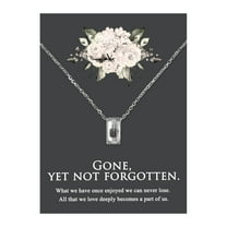 Anavia Mini Cube Cremation Jewelry Stainless Steel Keepsake Memorial Urn Necklace for Human with"Gone, yet not forgotten" Comfort Card-[Silver]