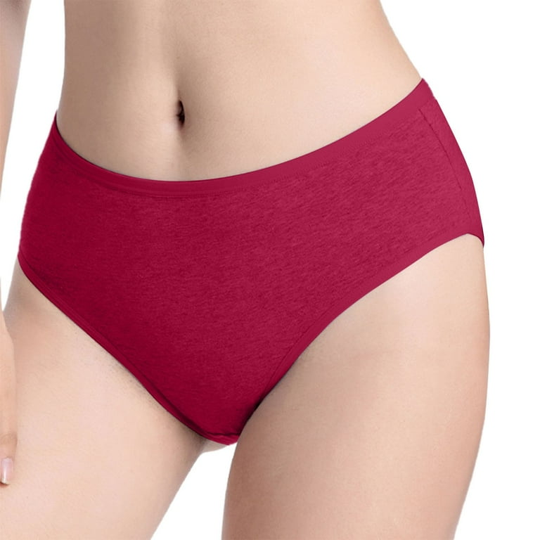 CAICJ98 Cotton Underwear For Women Women Solid Color Pure Cotton Panties  Breathable Seamless Mid Waist Seamless High Elastic Briefs Panties Red,L