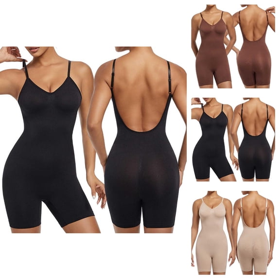 Low Back Shapewear for Women Tummy Control Backless Bodysuit Shorts Full Body Shaper Jumpsuits