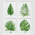 thumbnail image 3 of PixonSign Framed Wall Art Emerald Green Jungle Plants Print, Set of 4 Nature Wilderness Wall Decor Prints, Adhesive Canvas Poster, Modern Leaves Artwork for Bedroom, Office - 11"x14" White, 3 of 5