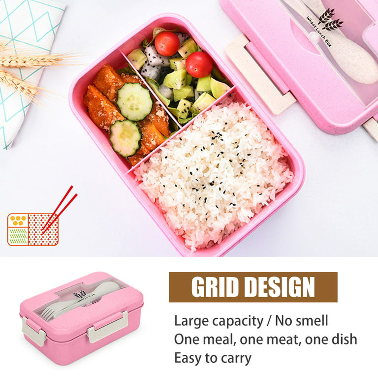 LNKOO Bento Lunch Box for Kids & Adults with Spoon-Fork Meal Prep Containers  Box Microwave-Safe Food Storage Salad Container Box BPA-Free Food Grade  Wheat Fibers for Lunch Sandwich Snack Packing Box 