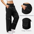 thumbnail image 6 of AherBiu Juniors Cargo Pants for Women Elastic Waisted Straight Leg Hiking Casual Loose Fitted Work Cargos with Multi Pockets(Large,Black), 6 of 7