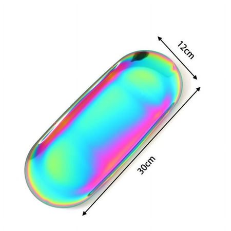 

Nordic Stainless Steel Oval Storage Tray Desktop Jewelry Golden Metal Tray Snack Candy Tray Home Decoration