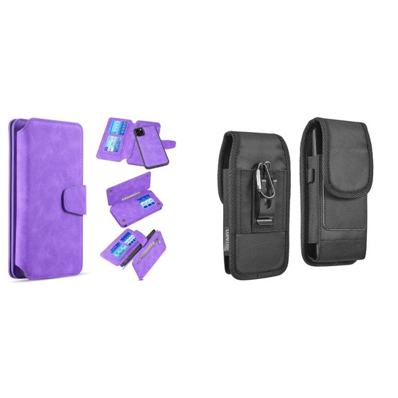Clutch Wallet Detachable Case and Belt Holster Pouch for iPhone 14 Plus - Purple