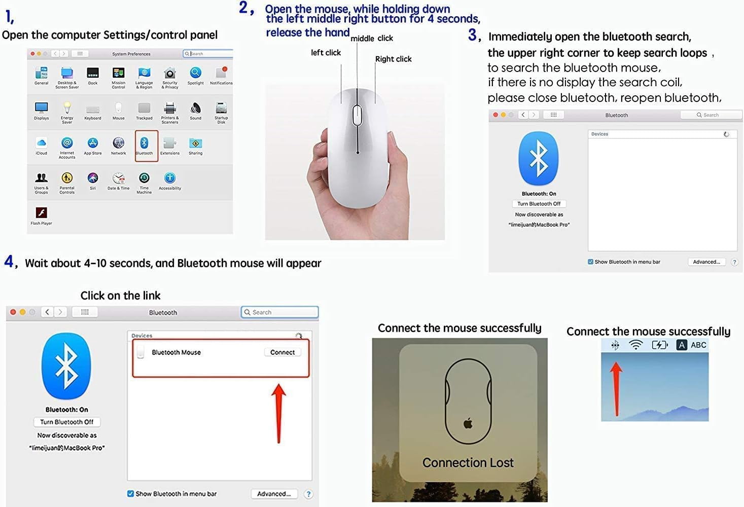 Bluetooth Mouse,Rechargeable Wireless Mouse for MacBook Pro/MacBook Air/Laptop/PC/Mac/iPad pro/Computer,Bluetooth 5.2 + 3.0 +2.4G USB Receiver