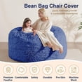 thumbnail image 5 of Ambitelligence Large Bean Bag Chair Cover, Plush Bean Bags Chairs Cover Only Without Filler Included, Beanbag Chairs for Adults, Teens, Kids, Dark Blue 5FT, 5 of 7