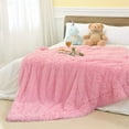 thumbnail image 2 of DweIke Shaggy Throw Blanket with Sherpa Warm Underside,Super Soft Cozy Large Plush Fuzzy Blanket,50"x60",Pink, 2 of 7