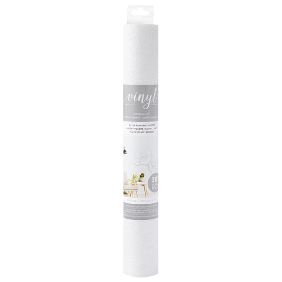 American Crafts Adhesive Vinyl Roll 12"X36"-Silver Glitter