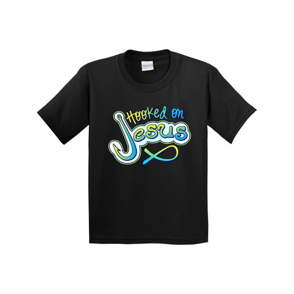 Inktastic Hooked on Jesus Christian Youth T-Shirt
