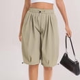 thumbnail image 4 of PWPSG Womens Elastic Waist Loose Casual Capris, Drawstring Waist with Adjustable Hem, Lightweight Fabric for Outdoor Daily Use Yellow S, 4 of 8