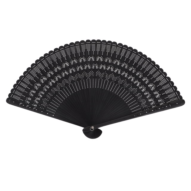 Abanico vintage de bambú, abanico plegable de seda, elegante regalo para mujeres (negro)