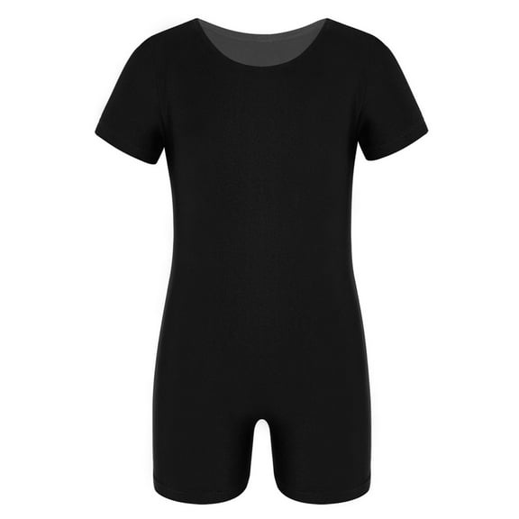 Oyolan Kids Boys Girls Short Sleeves Gymnastics Leotard Jumpsuit Unitard Ballet Dance Dancewear Black 4