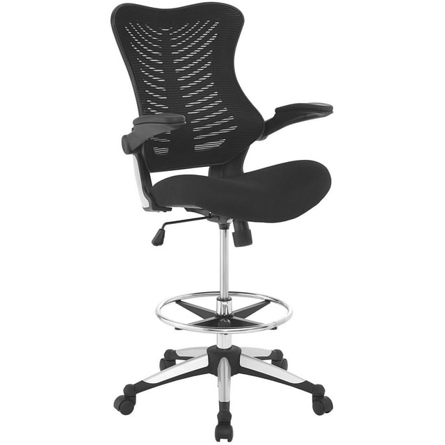 Modway Charge Drafting Chair with Flip-Up Arms, Black